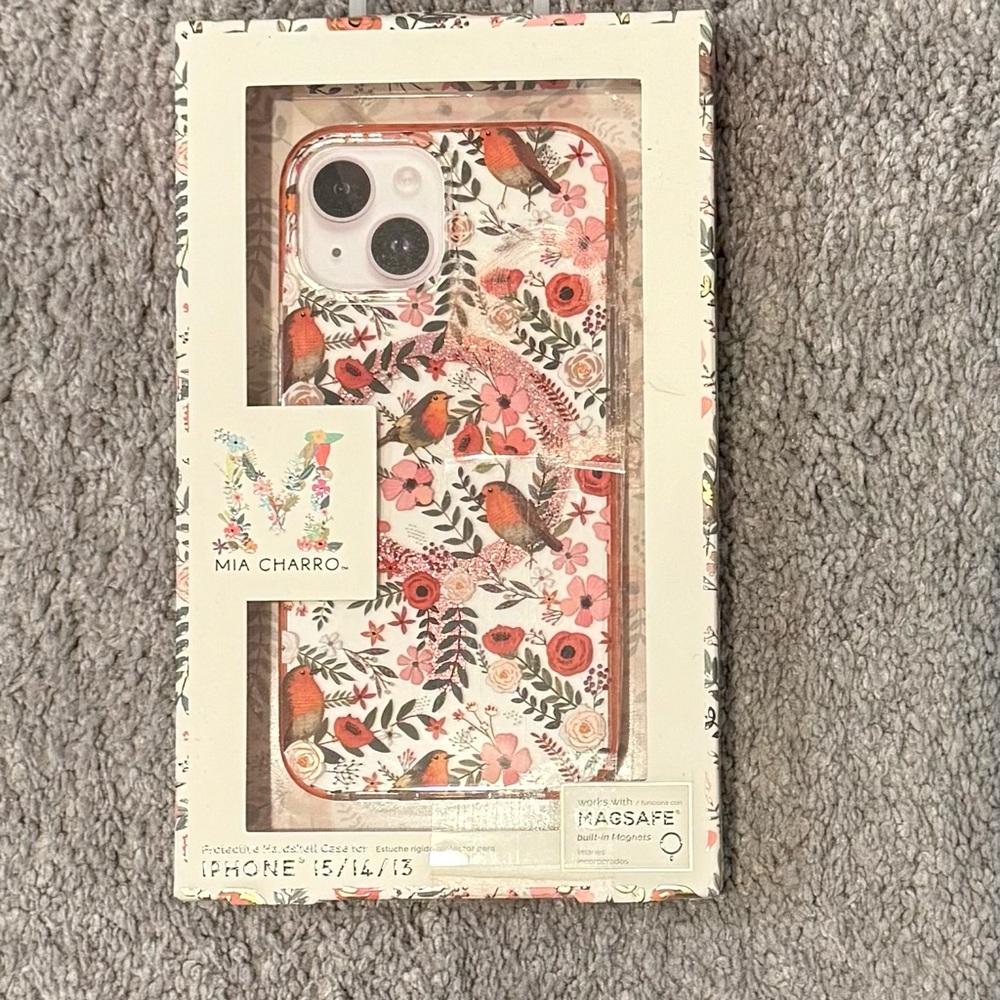Pink Floral and Bird Phone Case Vibrant Design